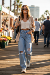Vintage High-Waist Wide-Leg Ripped Jeans – Retro Street Style | Christian Apparel