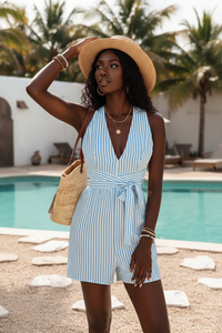 Striped Resort Jumpsuit with Tie Waist – Summer Vacation Outfit | Christian Store