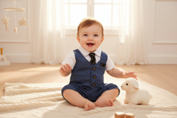 Adorable Gentleman Baby Romper – Soft Cotton One-Piece (0-24M) – Dapper & Comfortable