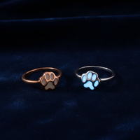 Glow-in-the-Dark Dog Paw Ring – Adjustable Luminous Copper Ring for Pet Lovers