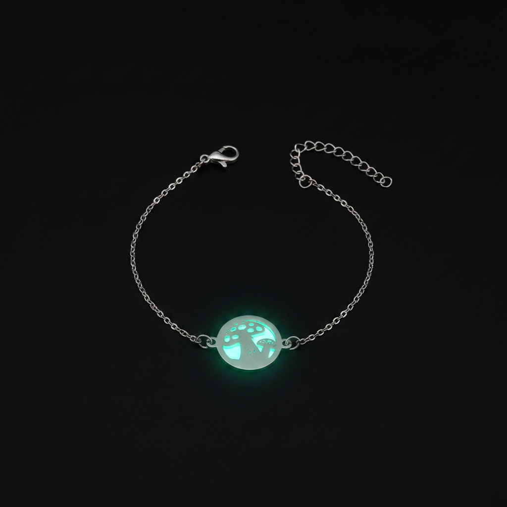 Radiant Mushroom Bracelet – Glow-in-the-Dark Boho Jewelry for Nature Lovers