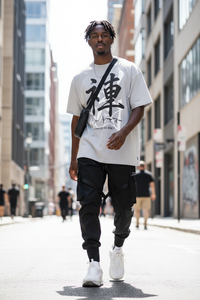 Men's Streetwear Harem Jogger Cargo Pants – Hip Hop Track Pants with Ribbon Detail & Cargo Pockets