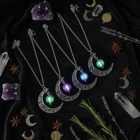 Glowing Moon Charm Necklace – Natural Healing Stone Pendant for Women with Luminous Light