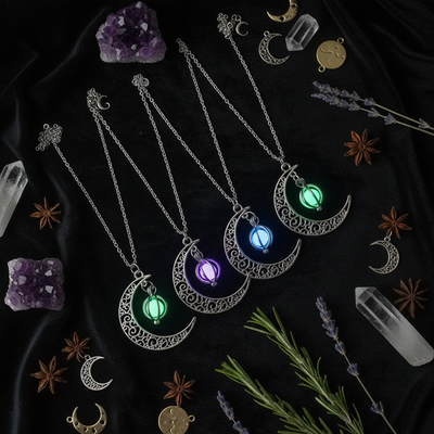 Glowing Moon Charm Necklace – Natural Healing Stone Pendant for Women with Luminous Light