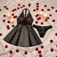 Summer Lace Backless Lingerie Set – Elegant & Sexy Polyester Intimate Wear for Women
