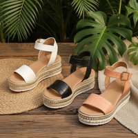 Eco-Chic Hemp Wedge Sandals – Peep Toe Platform Shoes in White, Black & Apricot