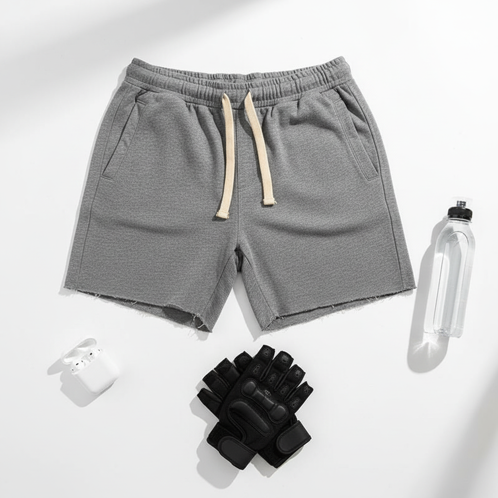 Men's Grey Gym Shorts – Breathable Cotton Athletic Training Shorts for Workouts & Casual Wear
