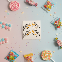 1980s Vintage Great Seven Fuzzy Flocked Cows Sticker Sheet - NOS Collectible