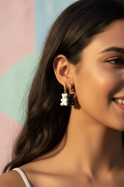 Y2K Gummy Bear Stud Earrings – Zircon Crystal Kawaii Jewelry