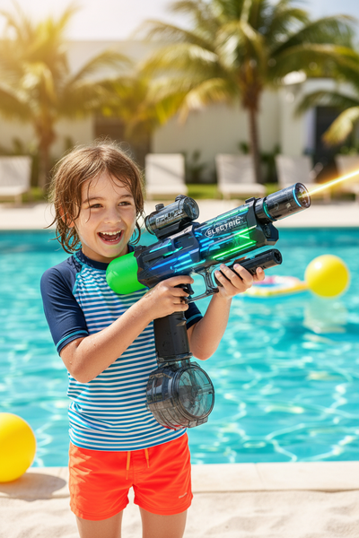 Electric Full-Auto Water Gun with LED Lights – Ultimate Summer Squirt Pistol for Kids & Teens
