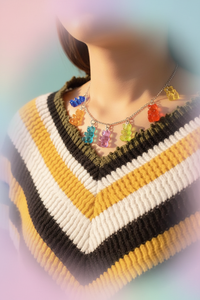 Kawaii Candy Color Bear Necklace – Resin Cartoon Pendant for Women