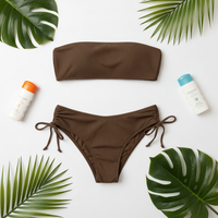 Elegant Solid Color Tube Bikini Set - Modest & Stylish Swimwear