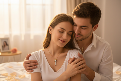Love Hug Necklace – Unisex Couple Clavicle Chain | Valentine's Day Gift for Her & Him | Simple & Elegant Jewelry Set