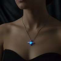 Glow-in-the-Dark Angel Wing Necklace – Zinc Alloy Pendant 45 cm