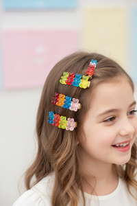 Y2K Gummy Bear Hair Clips – Acrylic Candy Color Bear Clips for Kids & Adults