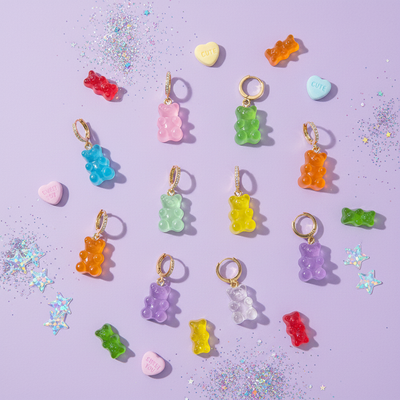 Glossy Gummy Bear Earrings – Lightweight Resin Kawaii Jewelry