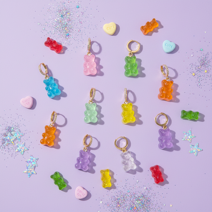Glossy Gummy Bear Earrings – Lightweight Resin Kawaii Jewelry