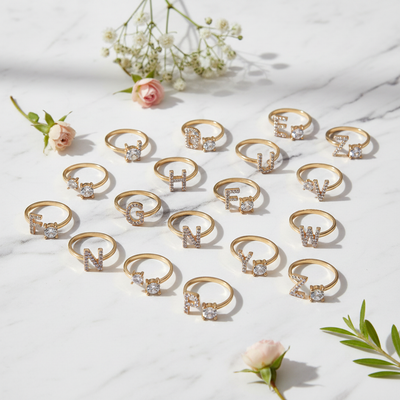 Custom Adjustable Initial Letter Ring – Personalized Jewelry for Women