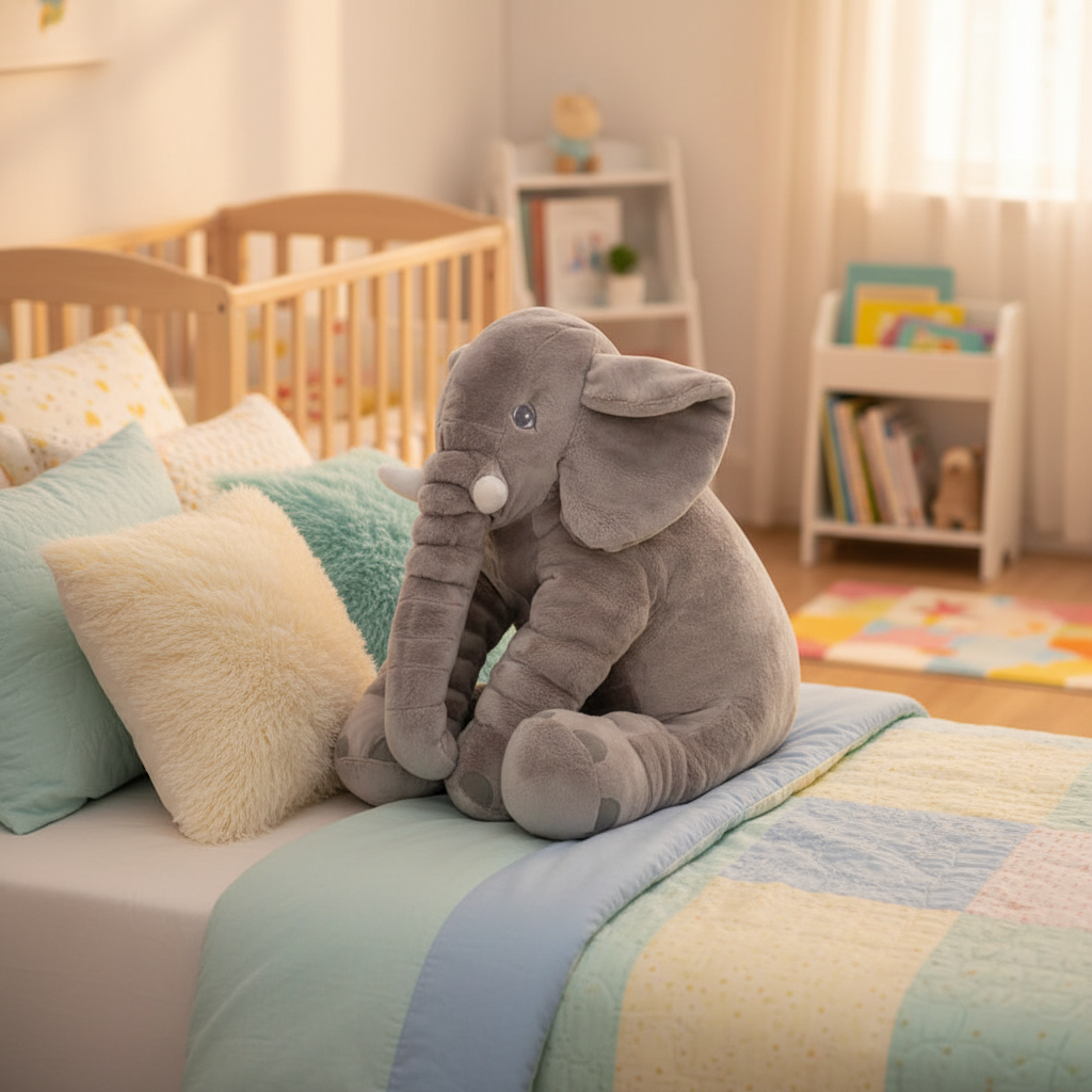 Adorable Elephant Plush Pillow – Soft Stuffed Animal Cushion for Kids (Single or Double Pack)