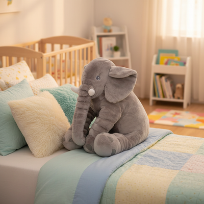 Adorable Elephant Plush Pillow – Soft Stuffed Animal Cushion for Kids (Single or Double Pack)