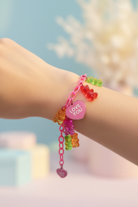 Y2K Gummy Bear Heart Charm Bracelet – Colorful Kawaii Jewelry