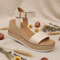 Eco-Chic Hemp Wedge Sandals – Peep Toe Platform Shoes in White, Black & Apricot