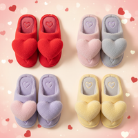 Fluffy Love Heart Slippers – Cozy Cartoon Valentine's Day Home Shoes for Women