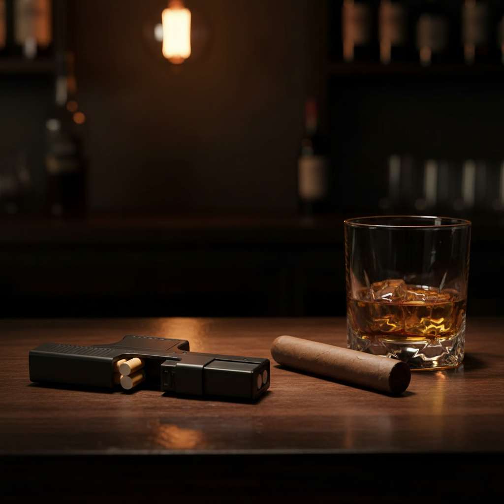 Toy Gun Lighter with Cigarette Holder – Novelty EDC Pistol Lighter, Refillable Butane