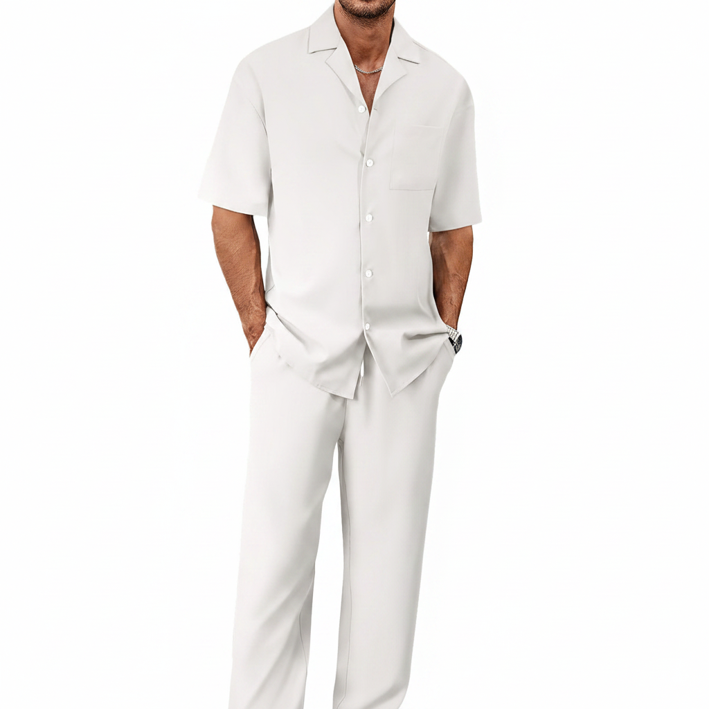 Men's Two-Piece Short Sleeve Shirt & Straight Pants Set – Fashion Editorial