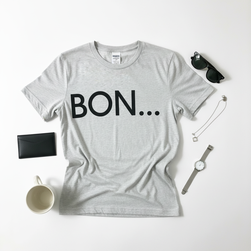 Flat lay of solid color customized t-shirt with sunglasses and accessories