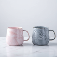 Pink & Grey Marble Ceramic Couple Mug – Breakfast & Coffee Mug for Two