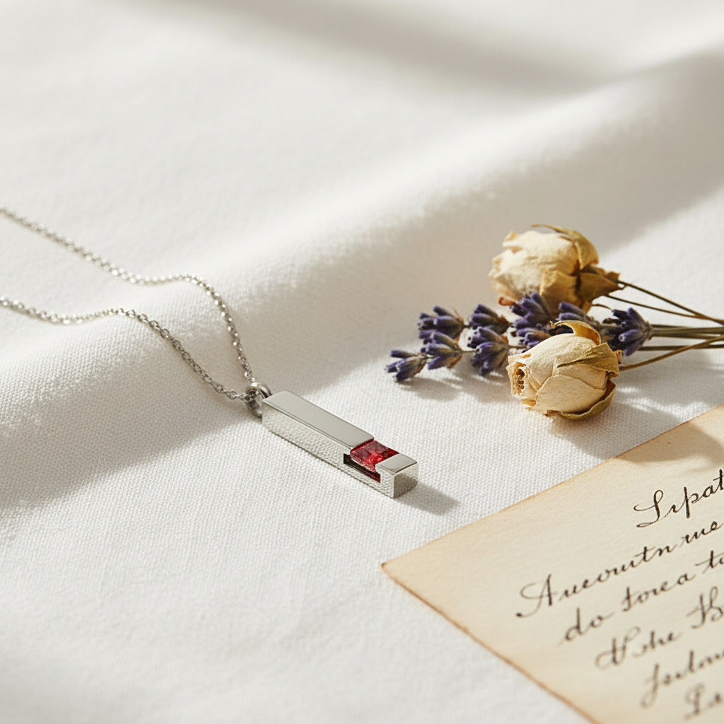 Zodiac Birthstone Ashes Necklace – January Memorial Pendant