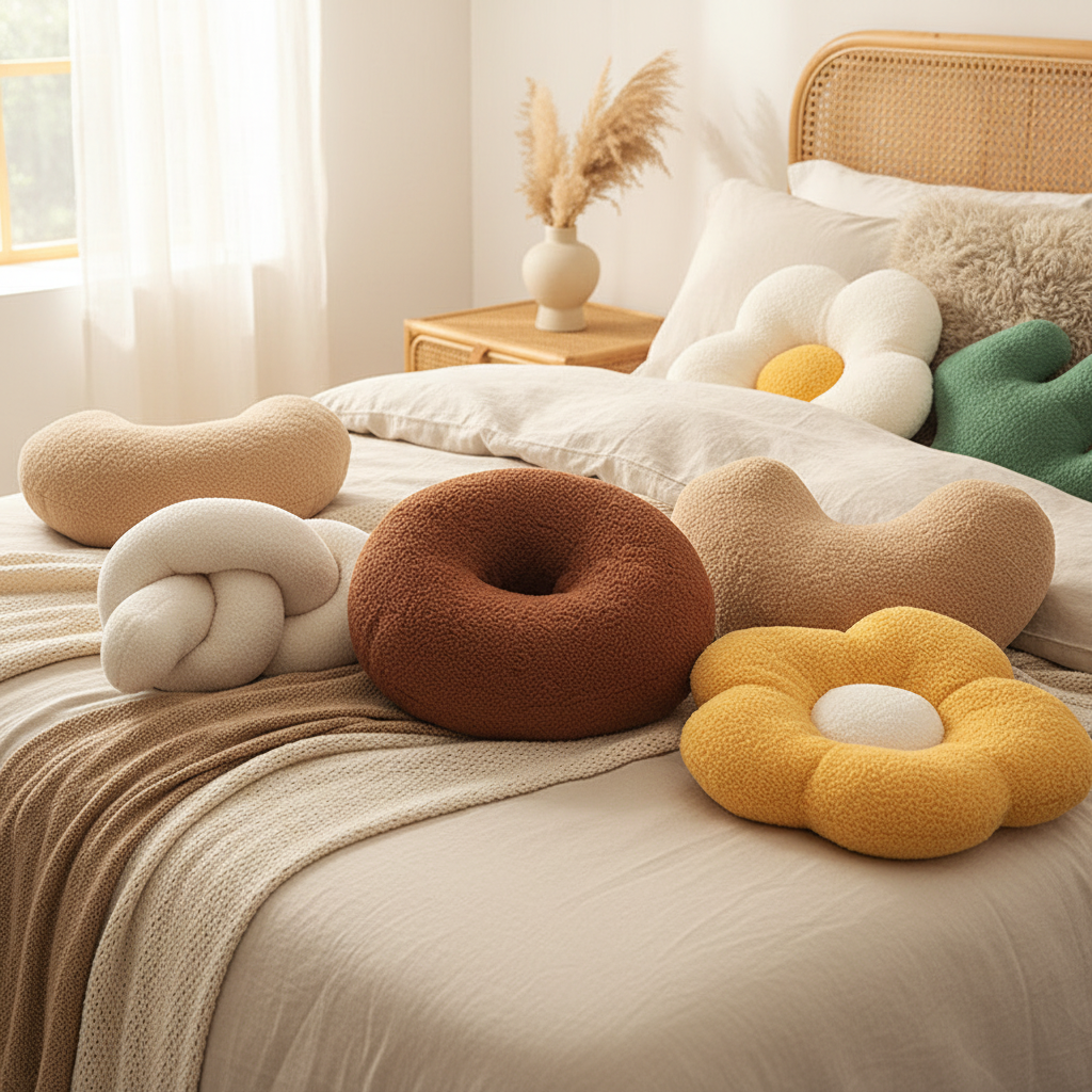 Plush Knotted Donut Flower Pillow lifestyle photo