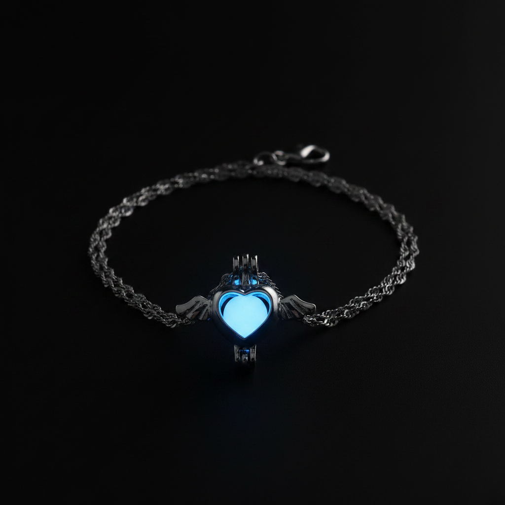 Glow-in-the-Dark Angel Wing Necklace – Studio Hero Shot
