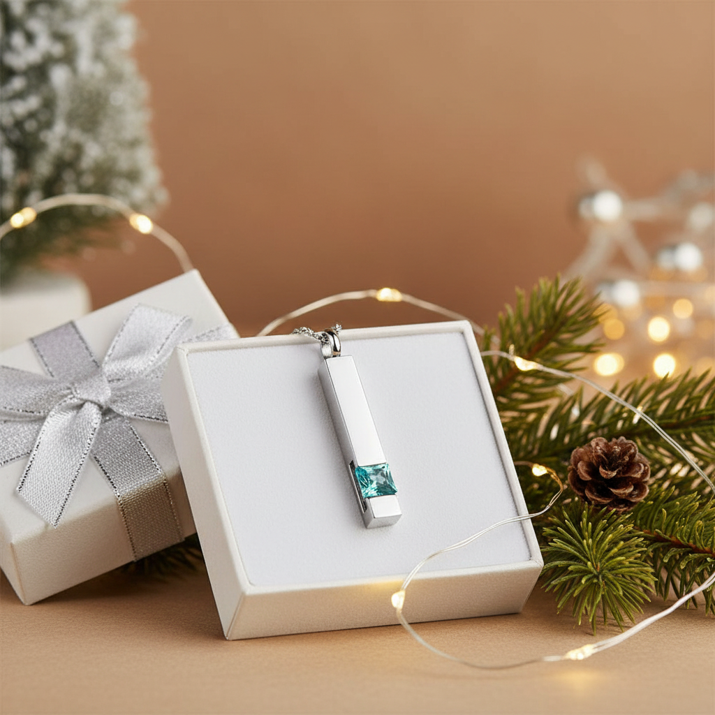 Zodiac Birthstone Ashes Necklace – December Memorial Pendant
