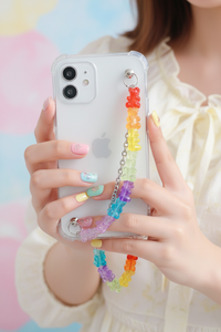 Y2K Gummy Bear Chain Phone Case – TPU iPhone Cover with Wearable Bracelet