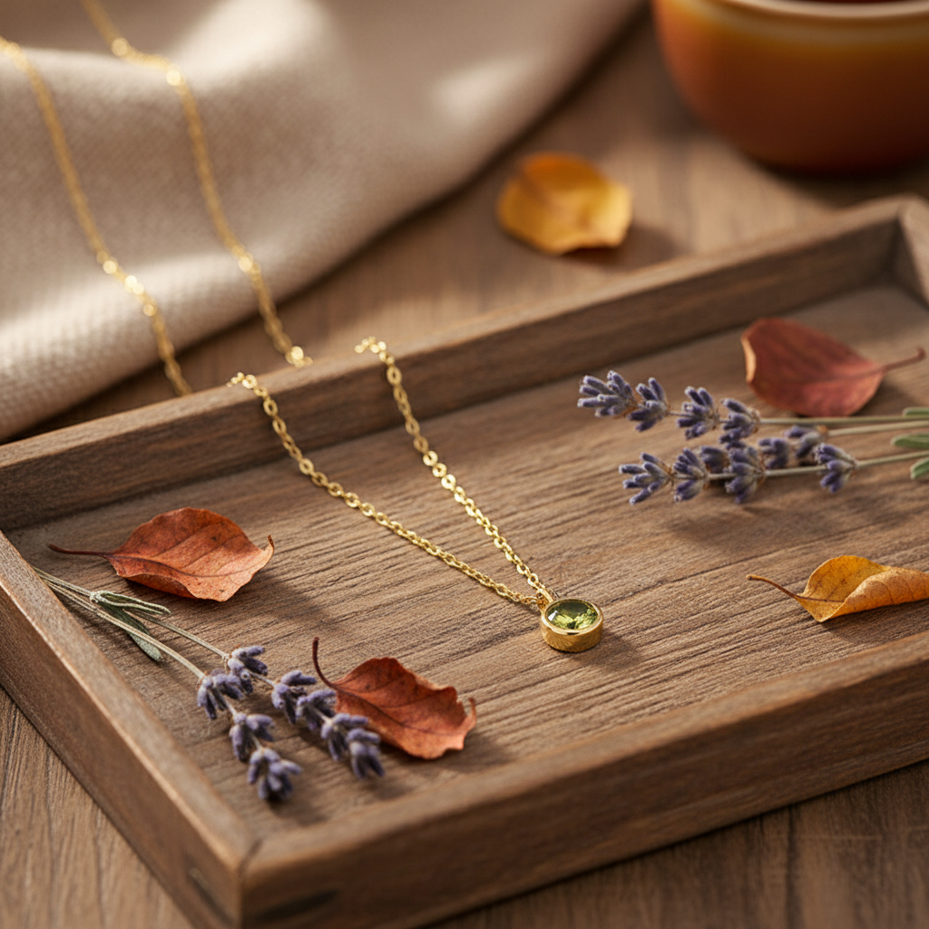 Sterling Silver Zodiac Solitaire Necklace – Gold August