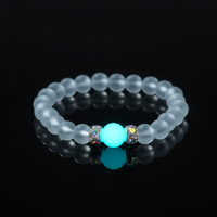 Glow-in-the-Dark Blue Luminous Glass Bead Bracelet – Fashion Jewelry with Luminous Effect