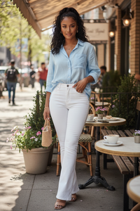 Women's High Waist Slim Fit Denim Jeans – Classic Horseshoe Cut | Flattering & Comfortable