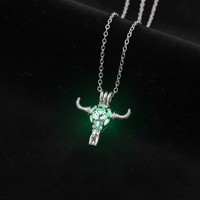 Glow-in-the-Dark Minotaur Necklace – Mythical Zinc Alloy Pendant with Luminous Glow