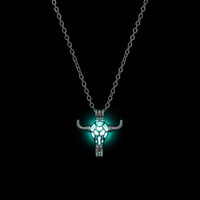 Glow-in-the-Dark Minotaur Necklace – Mythical Zinc Alloy Pendant with Luminous Glow