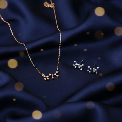 Zodiac Diamond Jewelry Set – Astrology Bracelet & Earrings for All Signs