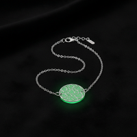 Glow-in-the-Dark Heart Bracelet - Silver Round with Textured Design