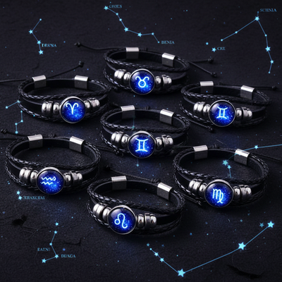 12 Zodiac Constellation Bracelet – Glowing Braided Jewelry for All Signs | Unisex Astrology Gift