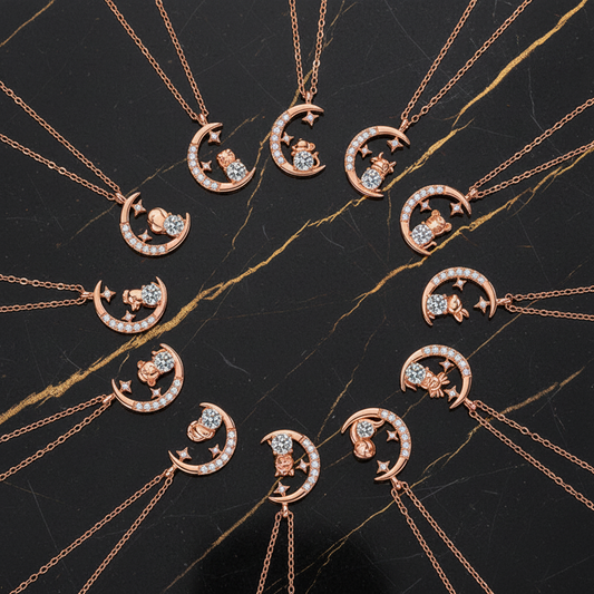 Zodiac Moon Necklaces – Black Marble
