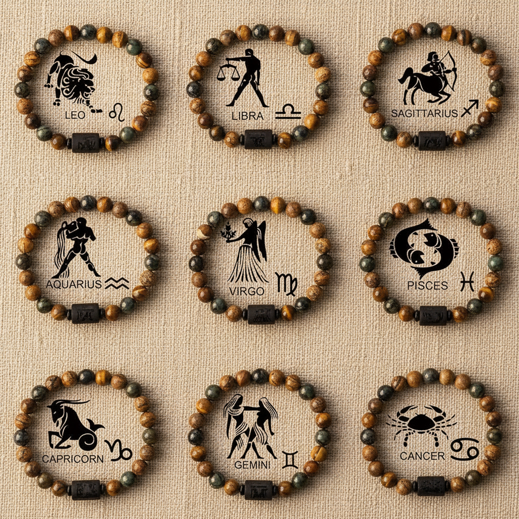 Divine Zodiac Stone Bracelet – 12 Signs, Natural Energy Jewelry
